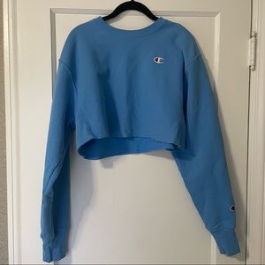 Champion blue cropped crew neck sweatshirt